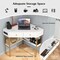 Costway Corner Computer Desk Writing Workstation Study Desk w/ 2 Drawers White\Black\Gold